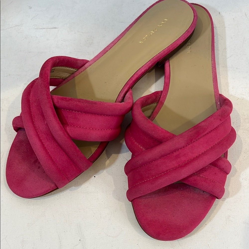 Ann Taylor Pink Suede Crossover Sandals 8
